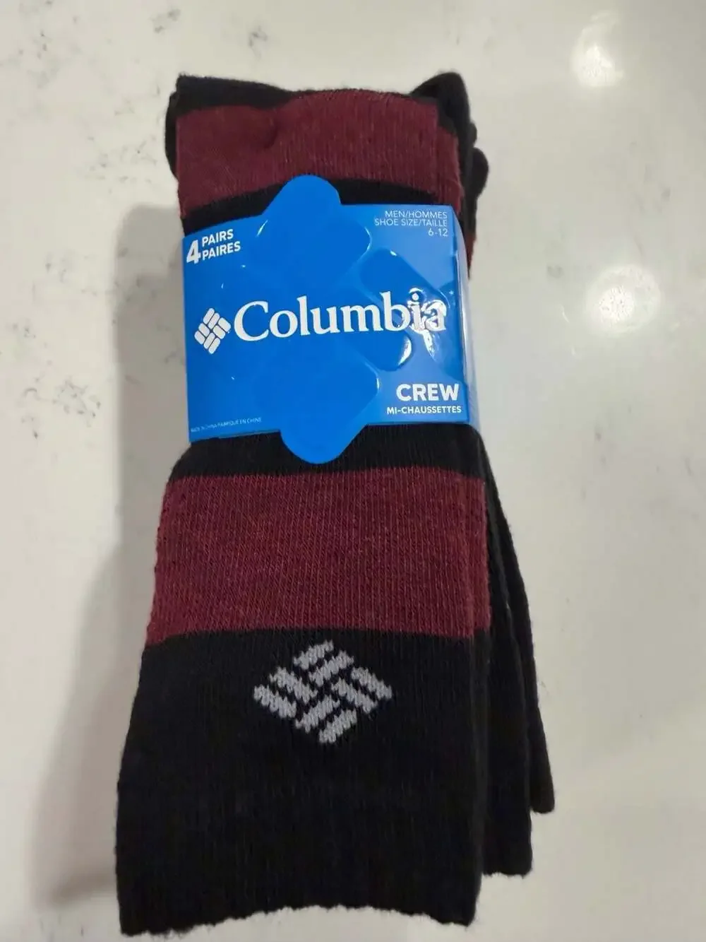 Columbia Men's Wool Blend Boot Socks, 4 Pack Shoe sz 6-12 $30